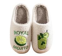 Haiding Espresso Martini Slippers for Women Men，Fuzzy Warm Martini Glasses Slippers，Funny Soft Creative Design House Shoes, Green, 6.5-7 Women/5.5-6 Men