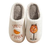 Haiding Espresso Martini Slippers for Women Men，Fuzzy Warm Martini Glasses Slippers，Funny Soft Creative Design House Shoes, Orange, 7.5-8.5 Women/6.5-7.5 Men