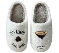Haiding Martini Espresso Slippers for Women Men Warm Fuzzy Slippers Funny Soft Creative House Slippers, Martini, 5/6.5 UK