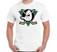 HAIDIOU Mighty Ducks T-Shirt The Ice Hockey Top Funny Movie Film Stick Puck Helmet Pads White S