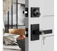 Haidms Black Exterior Door Lock Set With Deadbolt, Matte Black Front Door Handle, Keyed Alike Entry Locksets, Heavy Duty Zinc-alloyed Front Door Lock