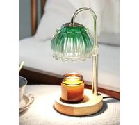 HAIDOLIANG Scented Candle Warmer Lamp with Timer, Adjustable Height & Stepless Dimmable (Green, Bulbous Floral)