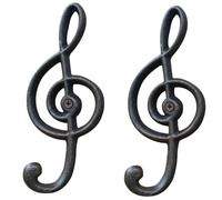 Haidong 2 Pack Music Note Wall Hooks Retro Cast Iron Note Hook Kitchen Hook Wall Hanging Wall Hanging Clothes and Caps Hook 6.3"X2.75" (A)