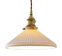 HAIDU Creative Pleated Ceramics Pendant Lamp, E27 Base Ceiling Hanging Light, Modern Industrial Style Chandelier, Living Room Restaurant Bar Decoration Lighting Fixtures