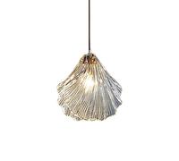 HAIDU Creative Shell-Shaped Glass Hanging Light, E14 Base Single-Head Chandelier, Industrial-Style Glass Pendant Lamp Shade, Living Room and Bedroom Corridor Decoration Light Fixtures