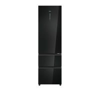 Haier 3D 60 Series 7 HTW7620DNGB Wifi Connected 205cm No Frost Fridge Freezer - Obsidian Black Glass - D Rated, Black
