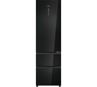 Haier 3D 60 Series 7 HTW7620DNGB Wifi Connected 205cm No Frost Fridge Freezer - Obsidian Black Glass - D Rated, Black