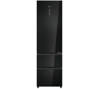 Haier 3D 60 Series 7 HTW7620DNGB Wifi Connected 205cm No Frost Fridge Freezer - Obsidian Black Glass - D Rated, Black