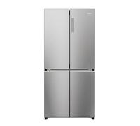 Haier Cube 83 Series 7 Freestanding American Fridge Freezer, 4 Doors, Total No Frost, D Class, Humidity Zone, Daylight LED, 467L Total Capacity, New Platinum Inox, 83x65x181.5 cm - HCR7818DNMM