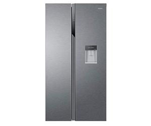 Haier Free Standing Side By Side Fridge Freezer,2 Door, E Class, 521L Total Capacity, Silver 90x65x177.5cm - HSR3918EWPG