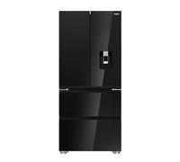 Haier French Series 7 American Fridge Freezer - Obsidian Glass - D Rated