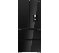 Haier French Series 7 HFKR7819DWGB Frost Free American Fridge Freezer - Obsidian Glass - D Rated, Black