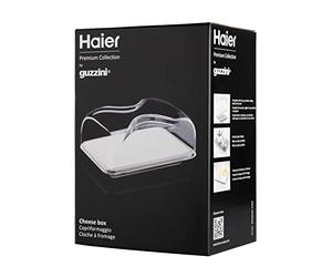 Haier HAGCB40 Cheese Box - with Tray - Porcelain Cutting Board and Lid - Rectangular - Elegant - 25.5x18x11.5 cm - Haier Premium Collection by Guzzini