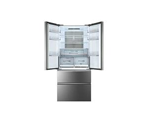 Haier HB18FGSAAA Freestanding Slim American-Style Fridge Freezer, 508L Total Capacity, 83cm wide, Titanium Glass Finish