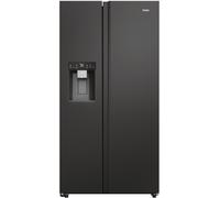 Haier HSW79F18DIPT 601L American Fridge Freezer, Black, Daylight LED, Total No Frost Plumbed Water & Ice Dispenser D