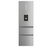Haier 3D 60 Series 5 Freestanding Fridge Freezer with Water Dispenser, 3 Doors, Total No Frost, E Class, 357L Total Capacity, hOn App, AI & Wi-Fi Connected, Silver, 60x67x185 cm - HTW5618EWMG