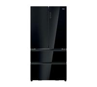 Haier FD 90 Series 7 HFR79F19DFGB Wifi Connected Non-Plumbed Total No Frost American Fridge Freezer - Black Glass - D Rated, Black