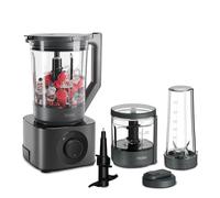 Haier Series 7 Kitchen Machine Food Blender, 6 Automatic Programs: Chop, Blend, Ice Crush, Cream, Knead & PreClean, 10 Speeds, Pulse, Includes Jug, Chopper Bowl & Travel Jug, 1200W [Grey]
