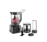 Haier Series 7 Kitchen Machine Food Blender, 6 Automatic Programs: Chop, Blend, Ice Crush, Cream, Knead & PreClean, 10 Speeds, Pulse, Includes Jug, Chopper Bowl & Travel Jug, 1200W [Grey]