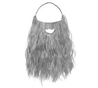 HaiFafafaing Long Fake Beard Novelty Wizard Beard Men Wizard Costume Men Curly Fake Mustache Soft and Full False Facial Hair for Carnival Themed Party Wizards Cosplay Halloween Costume(Grey)