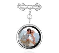 HaiFafafaing Wedding Bouquet Photo Charms Picture Charm Pendant DIY Pin Brooch Making Kit Round Bouquet Charms for Wedding Memory Funeral Graduation Gift (Silver)