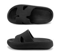Haifago Cloud Slides for Women and Men Cushion Recovery Pillow Sandals, Memory Foam House Shower Slippers for Woman Comfort Platform Non-Slip, Black, 7 Women/5 Men