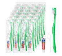 HAIFOTRVA - Disposable Toothbrushes with Toothpaste and Floss, 10 Pack, Green, Single Use, Individually Wrapped Disposable Toothbrushes Bulk Flossing Kit for People