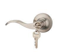HAIFUAN Wave Style Lever Handle Entry Front Door Knob Leverset Lockset, Satin Nickel Finish(805-K-L)
