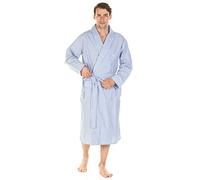 Haigman 100% Cotton Dressing Gown 7396 Light Blue Stripe XL