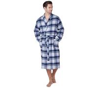 Haigman Brushed Cotton Dressing Gown 7395-3 Grey/Blue Check Medium