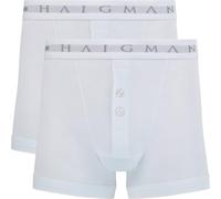 Haigman Men’s 2 Pack Cotton Stretch Button Front Boxer Shorts White