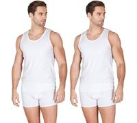 Haigman Men’s 2 Pack Cotton Stretch Sleeveless Vests White