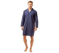 Haigman Mens Button Front Nightshirt Lightweight Poly Cotton Size Medium to 2XL (2XL, Navy)