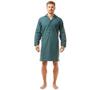 Haigman Mens Button Front Nightshirt Lightweight Poly Cotton Size Medium to 2XL (Large, Teal)