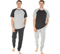 Haigman Men's Cotton Rich Short Sleeve Jersey Pyjama Set Grey/Navy