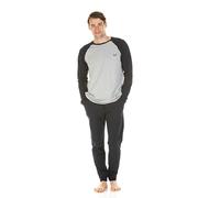 Haigman Men's Long Sleeve Cotton Rich Jersey PJ Set (M, 101-107cm/40-42in, Navy/Grey)