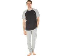 Haigman Men's Cotton Rich Short Sleeve Jersey Pyjama Set Grey/Navy