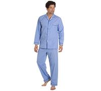 Haigman Mens Nightwear Long Sleeve Pyjama Suit With Trousers, Blue XXXL