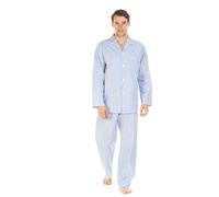 Haigman Men's Yarn Dyed Long Sleeve Cotton Poplin Pyjama Set (M, 97-102cm 38-40in, Light Blue Stripe)
