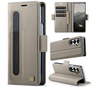 HAII Case for Samsung Galaxy Z Fold7 (2025), PU Leather Folio Flip Wallet Case with Card Holster Stand Magnetic Closure Shockproof Phone Cover S Pen Holder for Samsung Galaxy Z Fold7 (2025) (Gray)