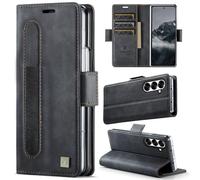 HAII Case for Samsung Galaxy Z Fold7 (2025), PU Leather Folio Flip Wallet Case with Card Holster Stand Magnetic Closure Shockproof Phone Cover S Pen Holder for Samsung Galaxy Z Fold7 (2025) (Black)