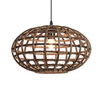 HAIIQU American Kitchen Island Pendant Lights Rattan Basket Lighting in Brown Weave Lamp Retro Classic Drum Ceiling Lamp for Dining Room Hollow Ceiling Light Fixture 15.7in Restaurant Lamp Fitting