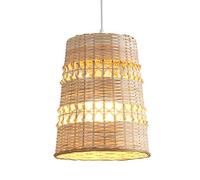 HAIIQU Bamboo Beige Ceiling Light Shade Boho Lamp Shade for Ceiling Light Creative Geometry Wicker Chandelier Wicker Dome Hanging Light Fixture for Bedroom Hallway Entryway Nursery