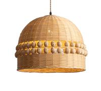HAIIQU Hand Woven Rattan Lamp Shade - Elegant Bamboo Pendant Lights 3 Size - Large Hanging Natural Bamboo Woven Chandelier - Boho Style Wicker Lighting Fixture - For Kitchen Island, Living Room
