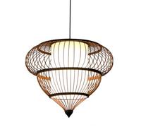HAIIQU Woven Bamboo Ceiling Light Shade Antique Large Lamp Shade Wooden Base Basket Pendant Light Fixture Japanese-Style Creative Dining Table Chandeliers Ceiling Light Fixture for Living Room