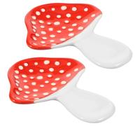 HAIJED 2 Pack Mushroom Spoon Rest, Ceramic Spoon Rest, Heat Resistant Mushroom Spoons Holder, Thermal Insulation Teaspoon Holder Easy to Put for Stove Top