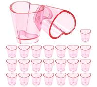 HAIJED 24Pcs Pink Shot Glass Set, 1.5oz Heart Shaped Shot Glasses Set Plastic Beer Mugs with Heavy Base for Whiskey Tequila Vodka