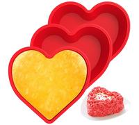 HAIJED 3 Pcs Heart Shaped Silicone Love Cake Molds, 10 Inch Non-Stick Quick Release Baking Tray, Heat Resistant for Chiffon & Cheesecake