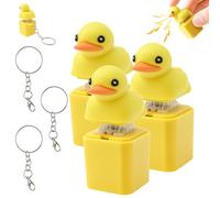 HAIJED 3Pcs Duck Toy Keychain, Quacking Ducky Keychain with Colorful Lights, Duckeys Keyboard Clicker Toy, Duckeys Keyboard Keycaps Stress Reliever for Boys, Girls, School, Bag, Office