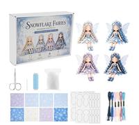 HAIJED 4Pcs Flower Fairies Patchwork Craft Kit, Patchwork Fairy Doll DIY Sewing Kit, Complete Fabric Supply Set, All Materials Included, Adults & Beginners(Style3)